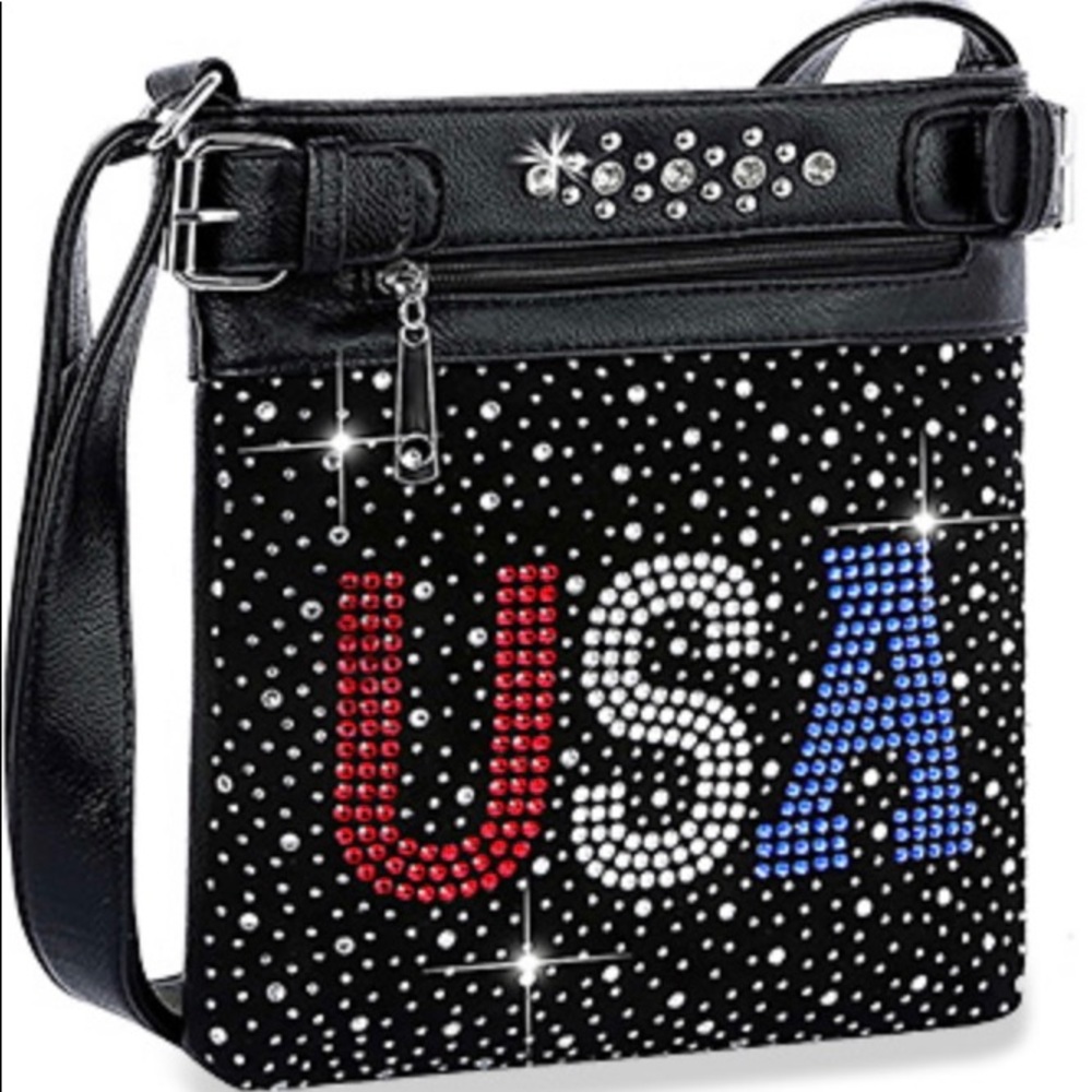Red White and Blue USA Bling Crossbody Sling